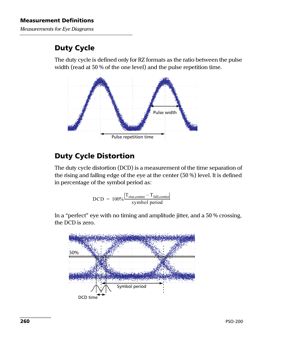 Duty cycle, Duty cycle distortion | EXFO PSO-200 Optical Modulation Analyzer User Manual | Page 268 / 285