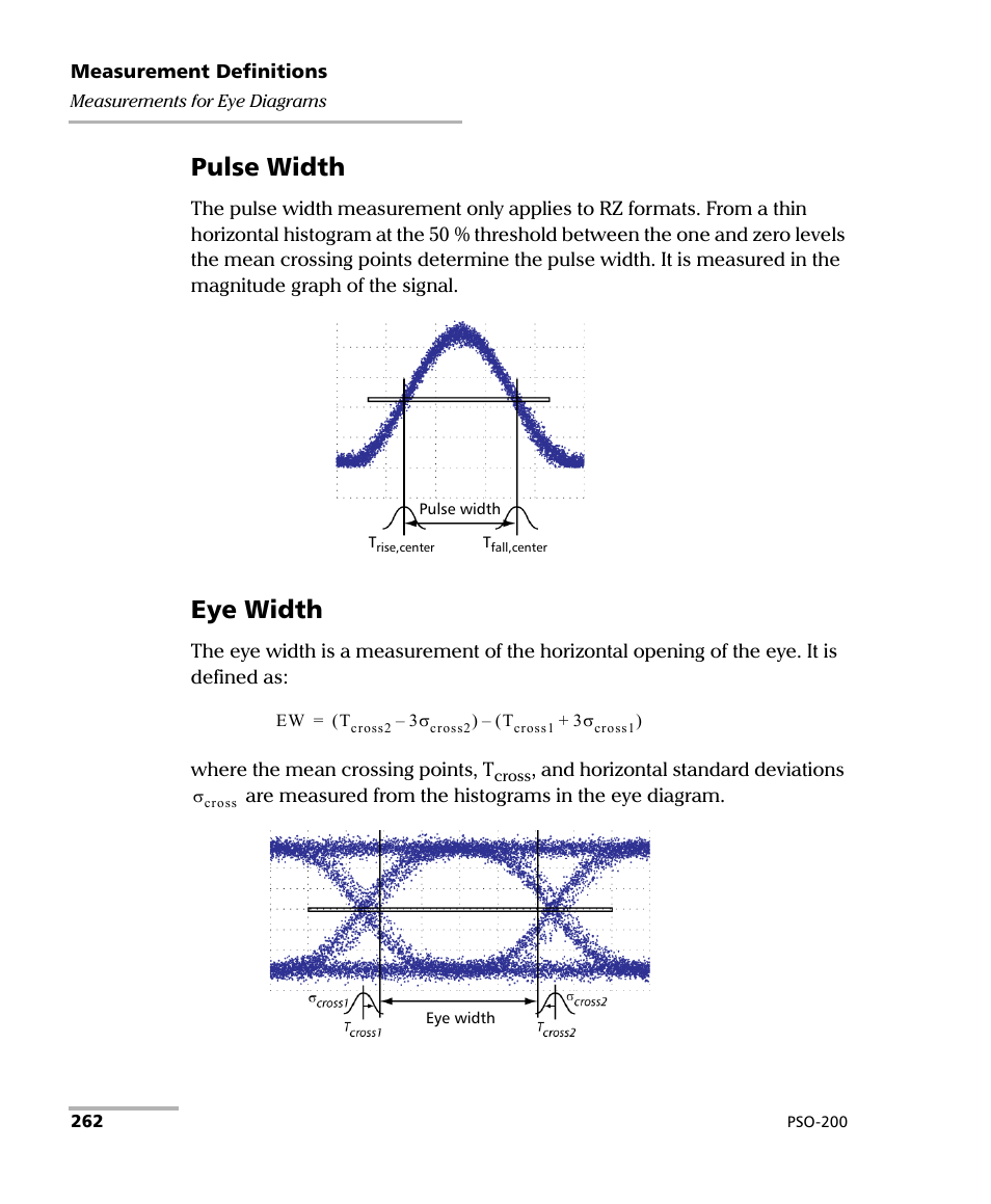 Pulse width, Eye width | EXFO PSO-200 Optical Modulation Analyzer User Manual | Page 270 / 285