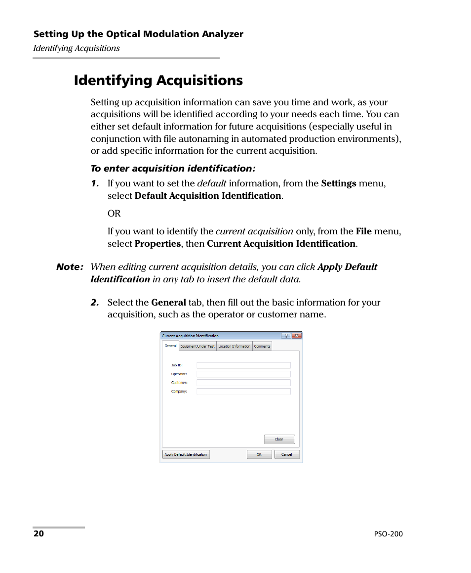 Identifying acquisitions | EXFO PSO-200 Optical Modulation Analyzer User Manual | Page 28 / 285