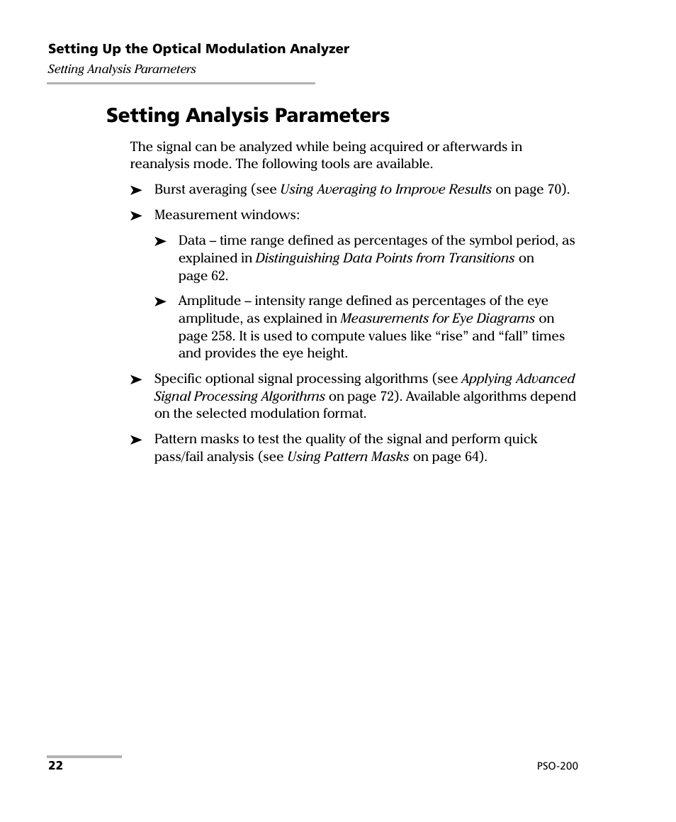 Setting analysis parameters | EXFO PSO-200 Optical Modulation Analyzer User Manual | Page 30 / 285
