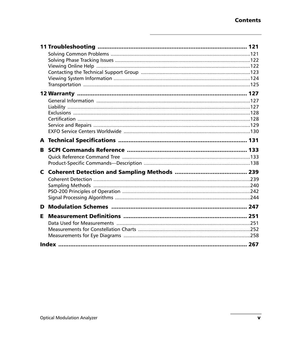 EXFO PSO-200 Optical Modulation Analyzer User Manual | Page 5 / 285