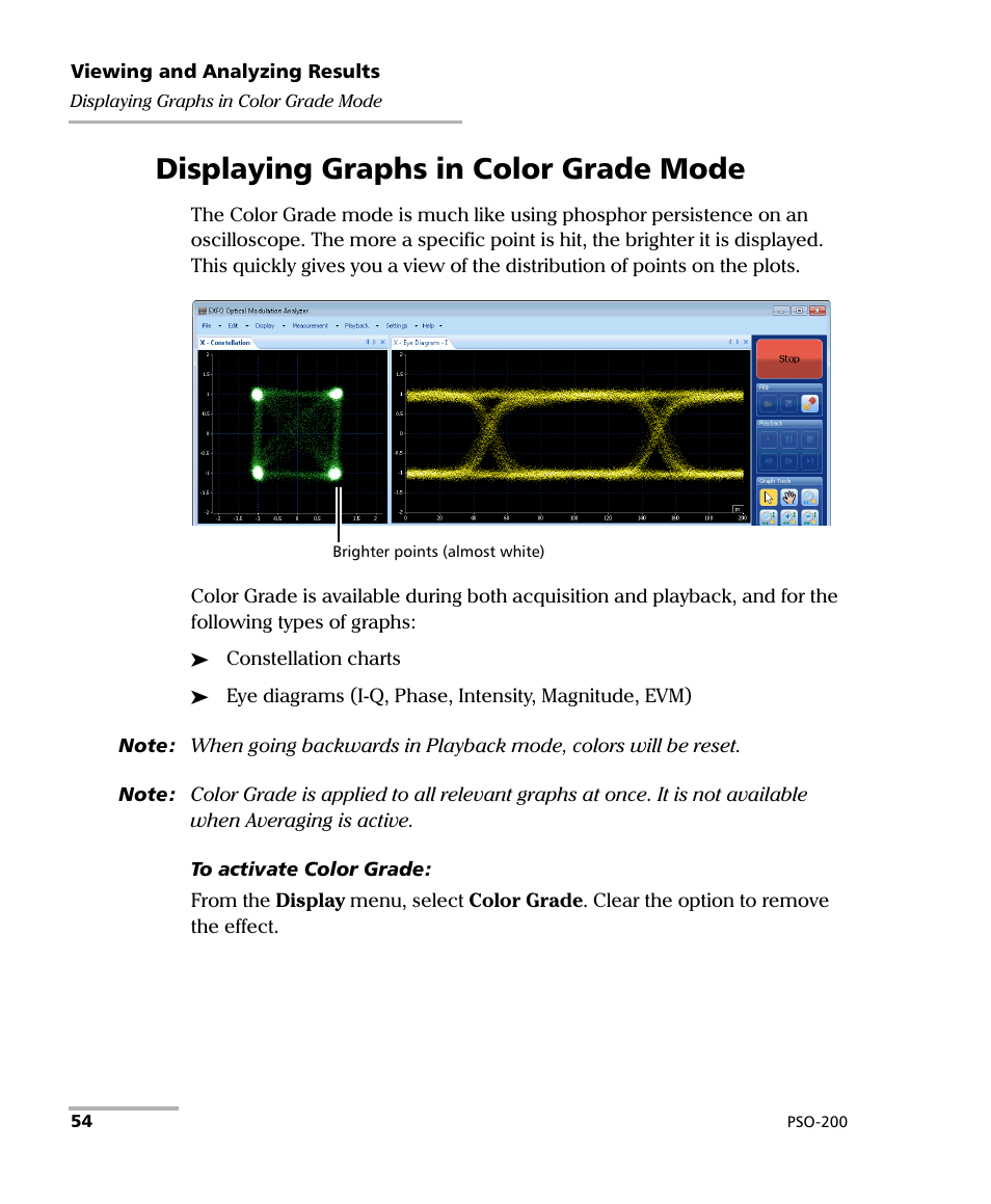 Displaying graphs in color grade mode | EXFO PSO-200 Optical Modulation Analyzer User Manual | Page 62 / 285