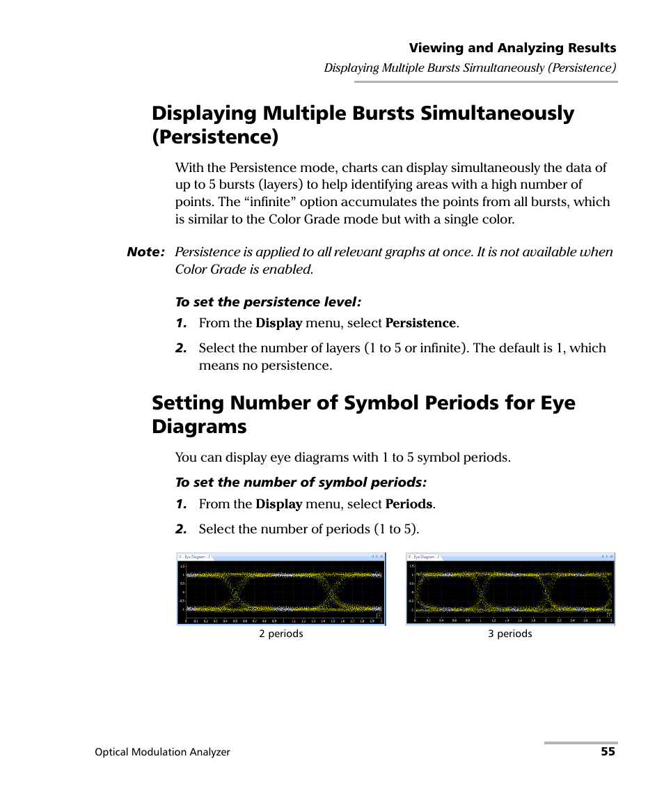 Setting number of symbol periods for eye diagrams | EXFO PSO-200 Optical Modulation Analyzer User Manual | Page 63 / 285