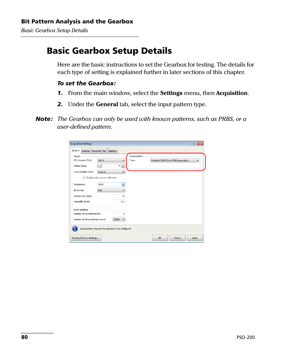 Basic gearbox setup details | EXFO PSO-200 Optical Modulation Analyzer User Manual | Page 88 / 285