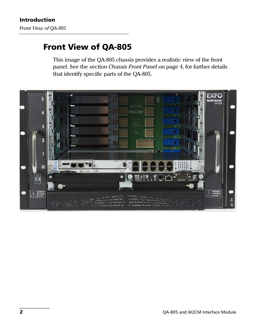 Front view of qa-805 | EXFO QA-805 User Manual | Page 10 / 59