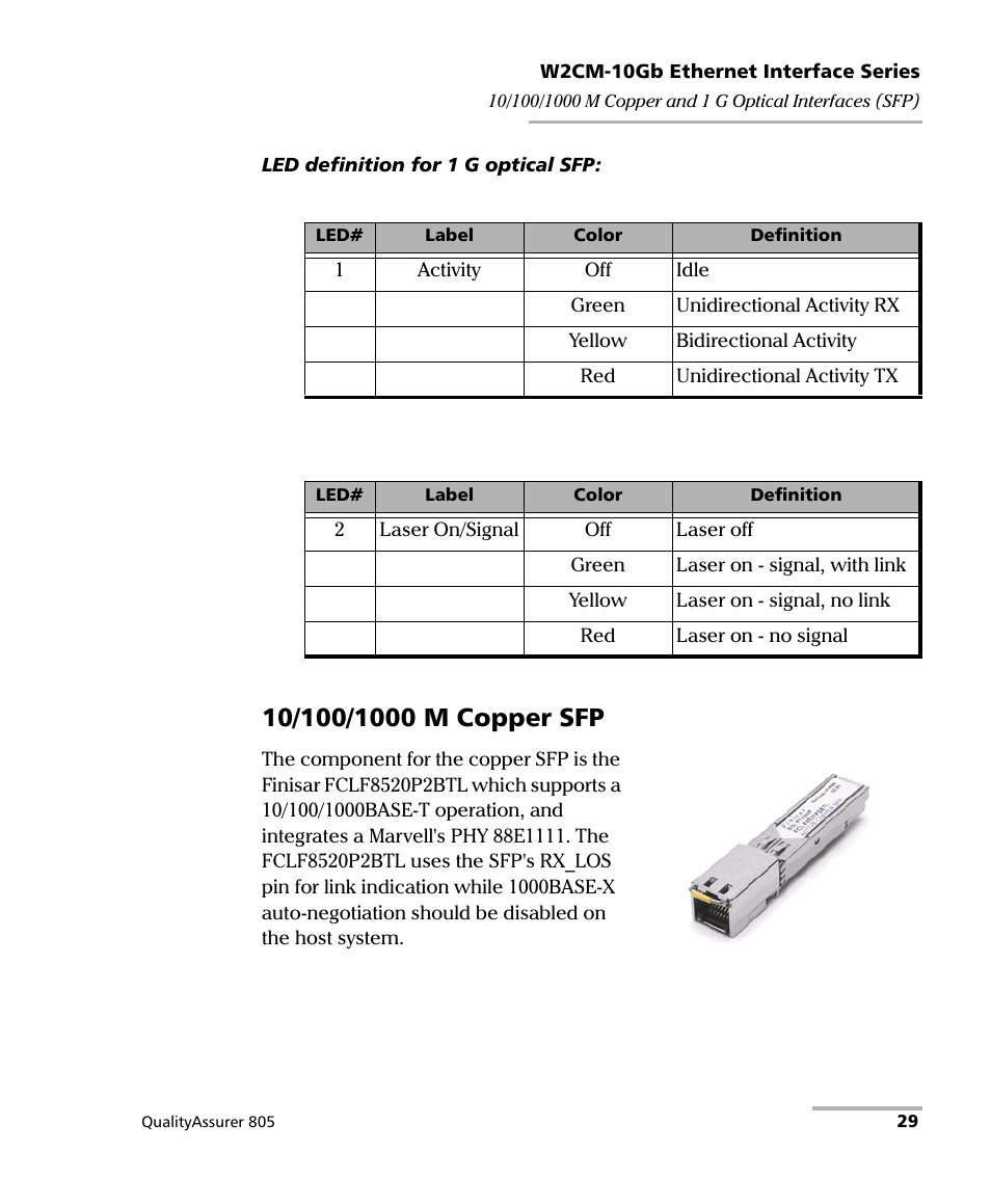 10/100/1000 m copper sfp | EXFO QA-805 User Manual | Page 37 / 59