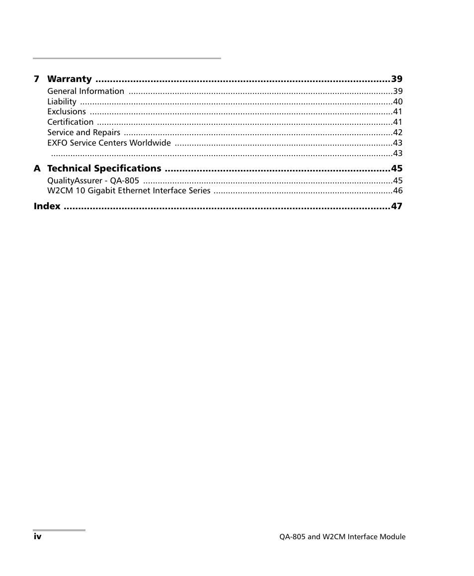 EXFO QA-805 User Manual | Page 4 / 59