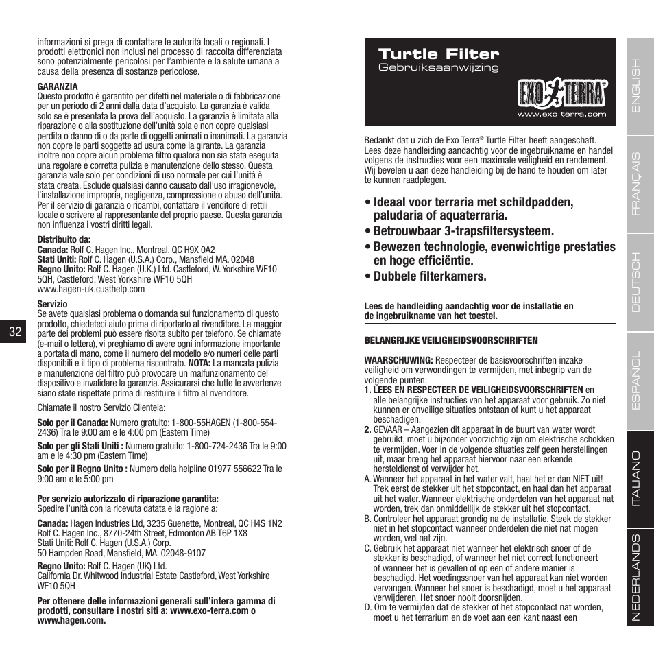 Turtle filter | Exo Terra Turtle Filter FX-200 / External Canister Filter User Manual | Page 17 / 23