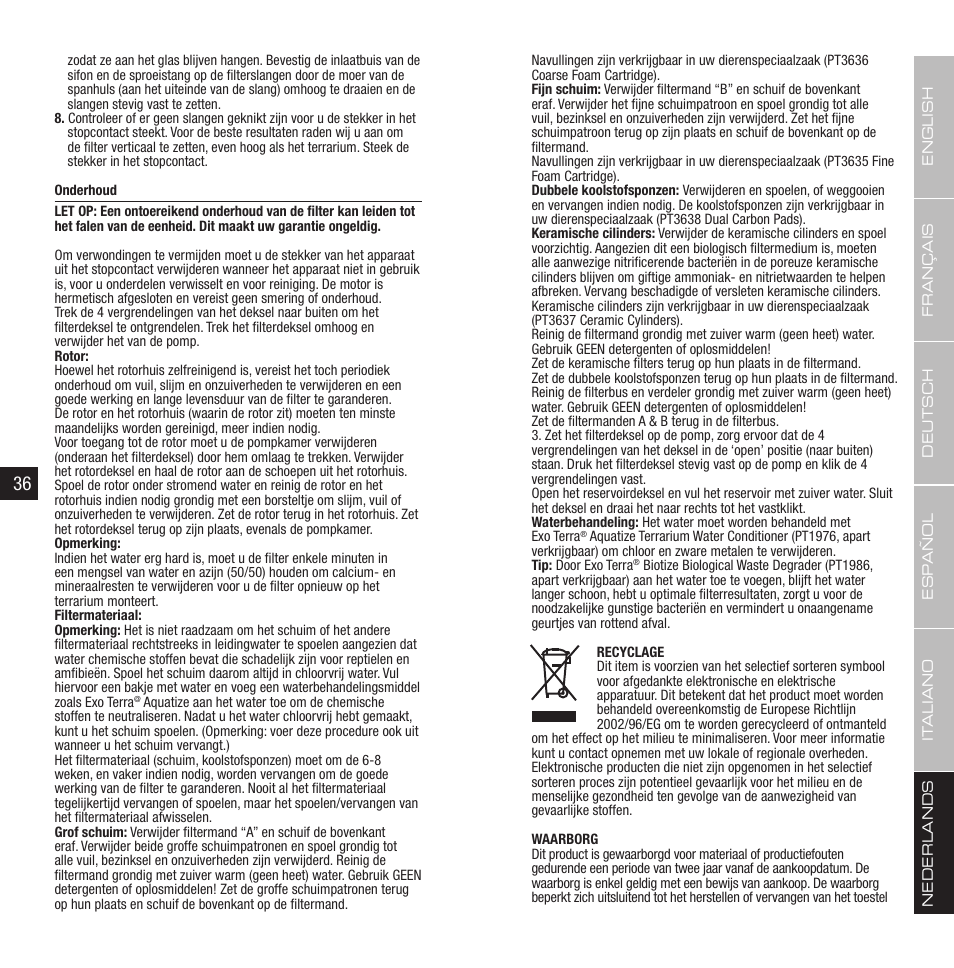 Exo Terra Turtle Filter FX-200 / External Canister Filter User Manual | Page 19 / 23