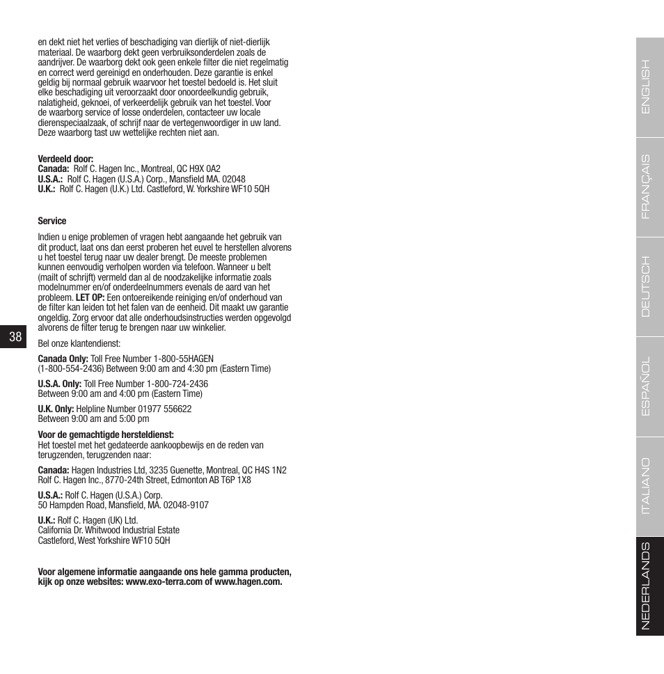 Exo Terra Turtle Filter FX-200 / External Canister Filter User Manual | Page 20 / 23