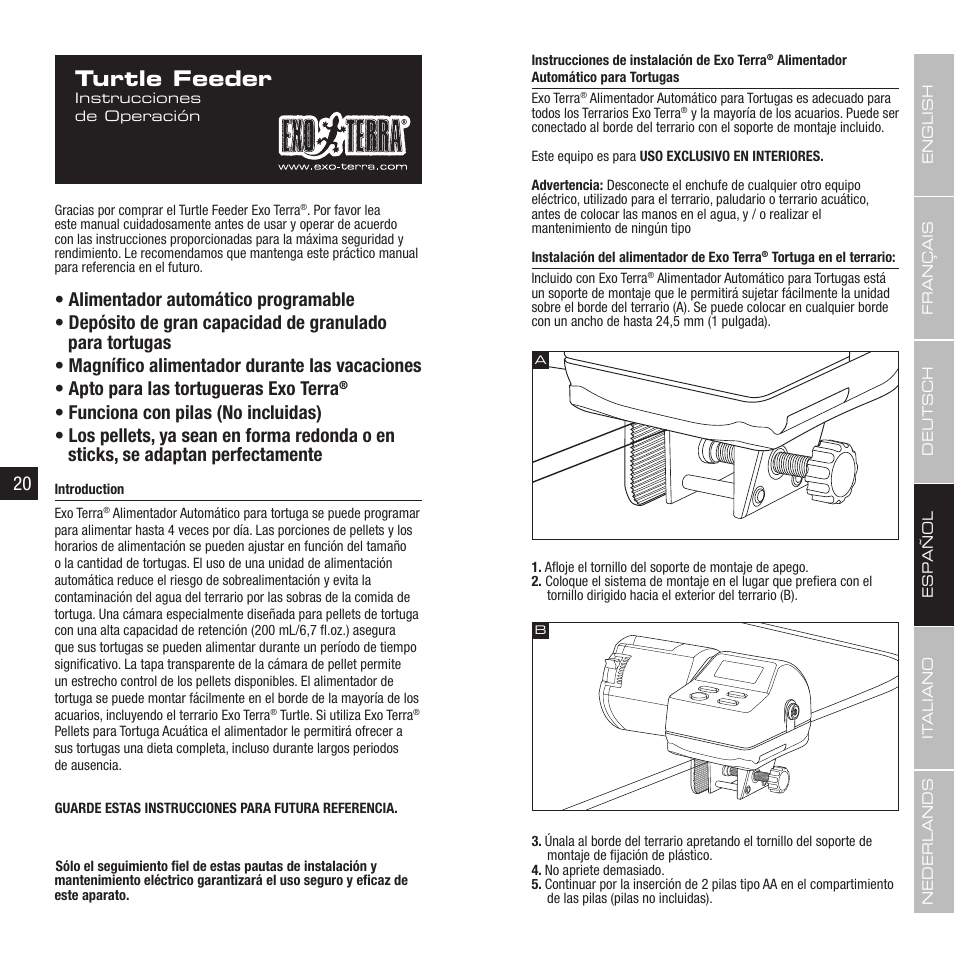 Turtle feeder | Exo Terra Turtle Feeder User Manual | Page 11 / 21