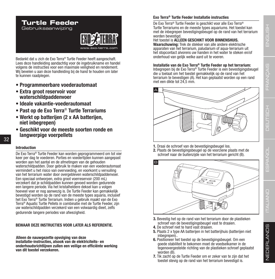 Turtle feeder | Exo Terra Turtle Feeder User Manual | Page 17 / 21