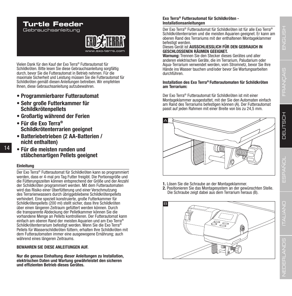 Turtle feeder | Exo Terra Turtle Feeder User Manual | Page 8 / 21