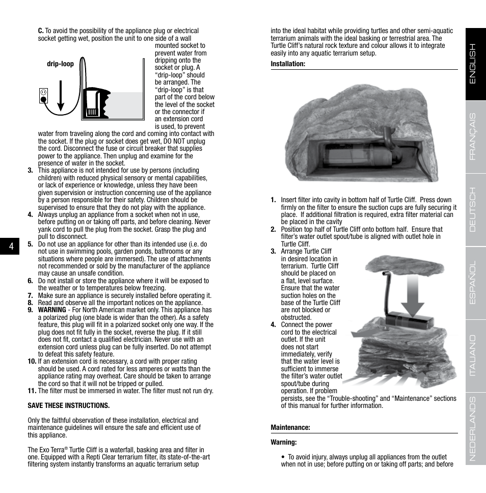 Exo Terra Turtle Cliff User Manual | Page 3 / 21