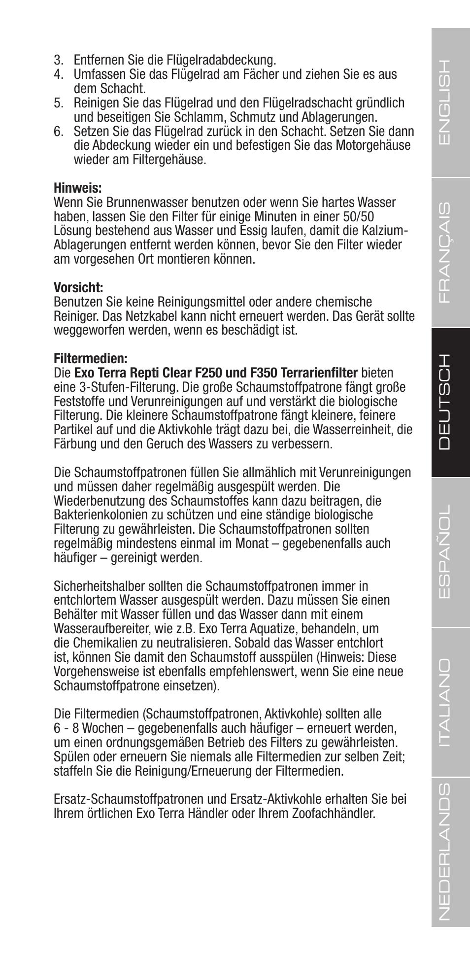 Exo Terra Repti Clear F250 User Manual | Page 17 / 36