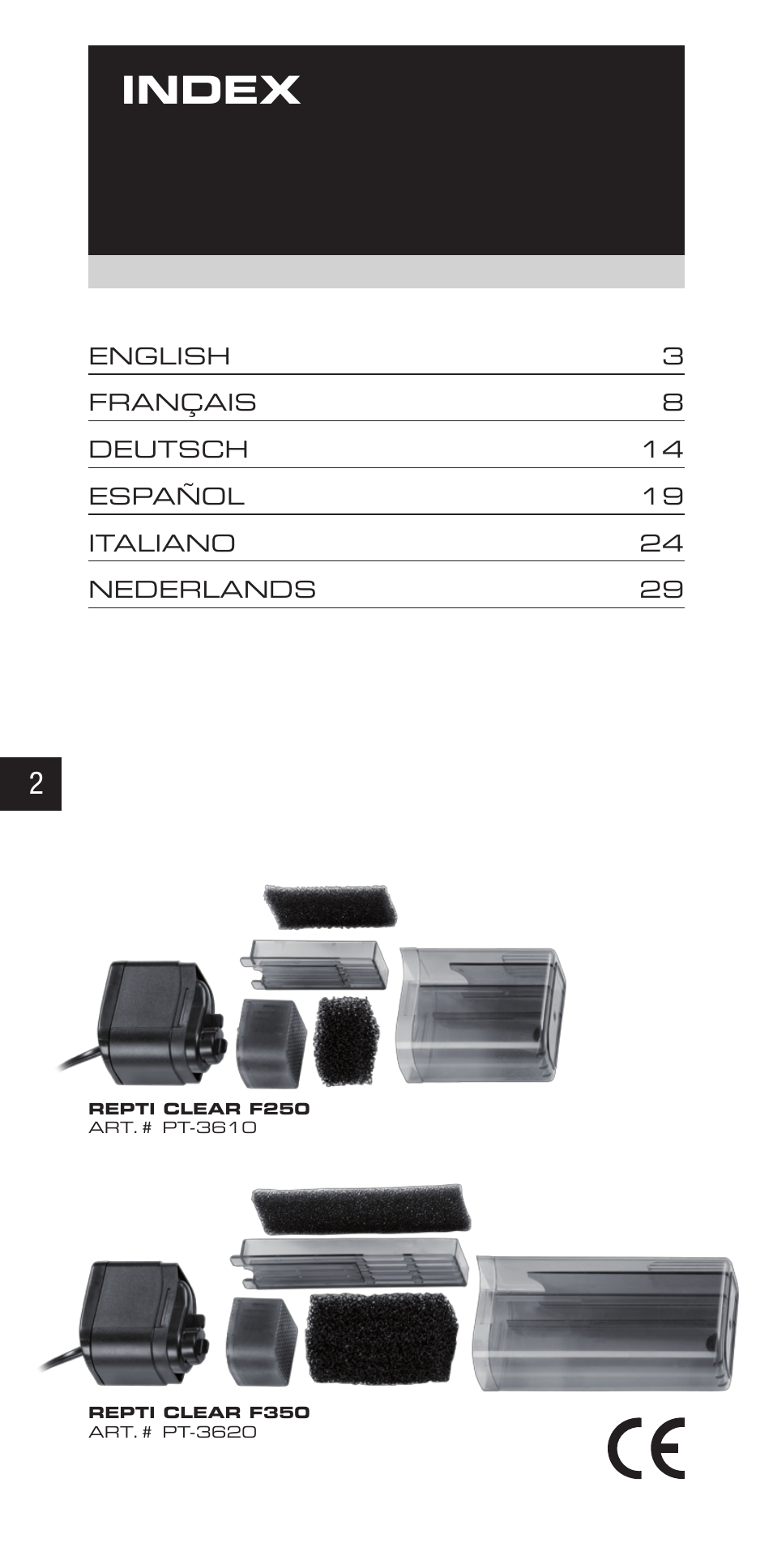 Index | Exo Terra Repti Clear F250 User Manual | Page 2 / 36