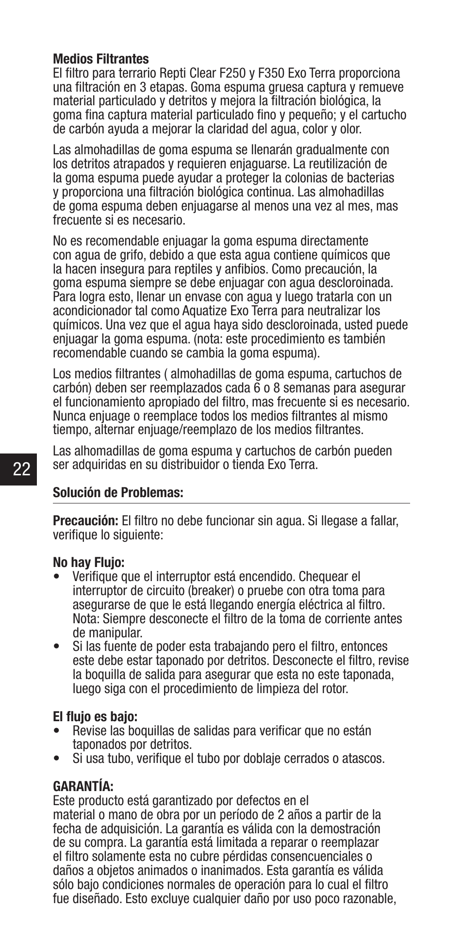 Exo Terra Repti Clear F250 User Manual | Page 22 / 36