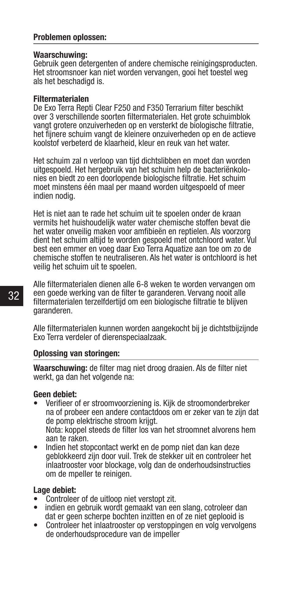 Exo Terra Repti Clear F250 User Manual | Page 32 / 36
