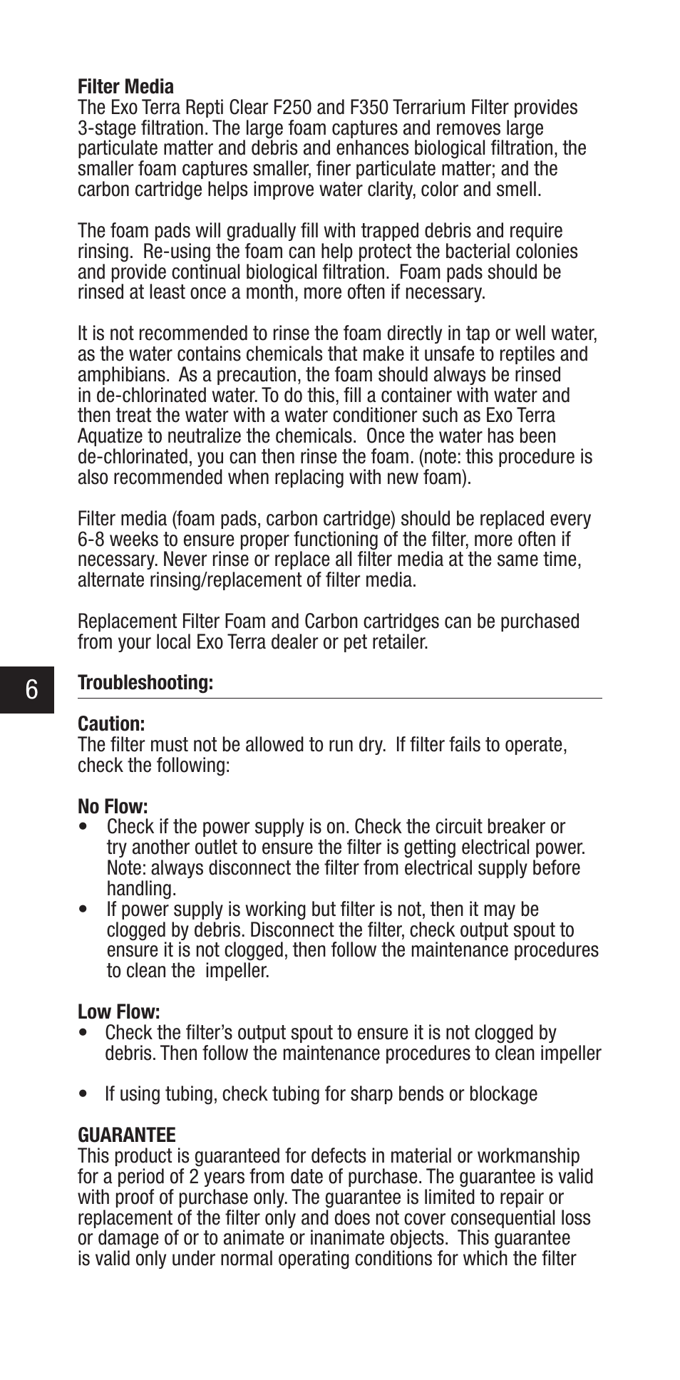 Exo Terra Repti Clear F250 User Manual | Page 6 / 36