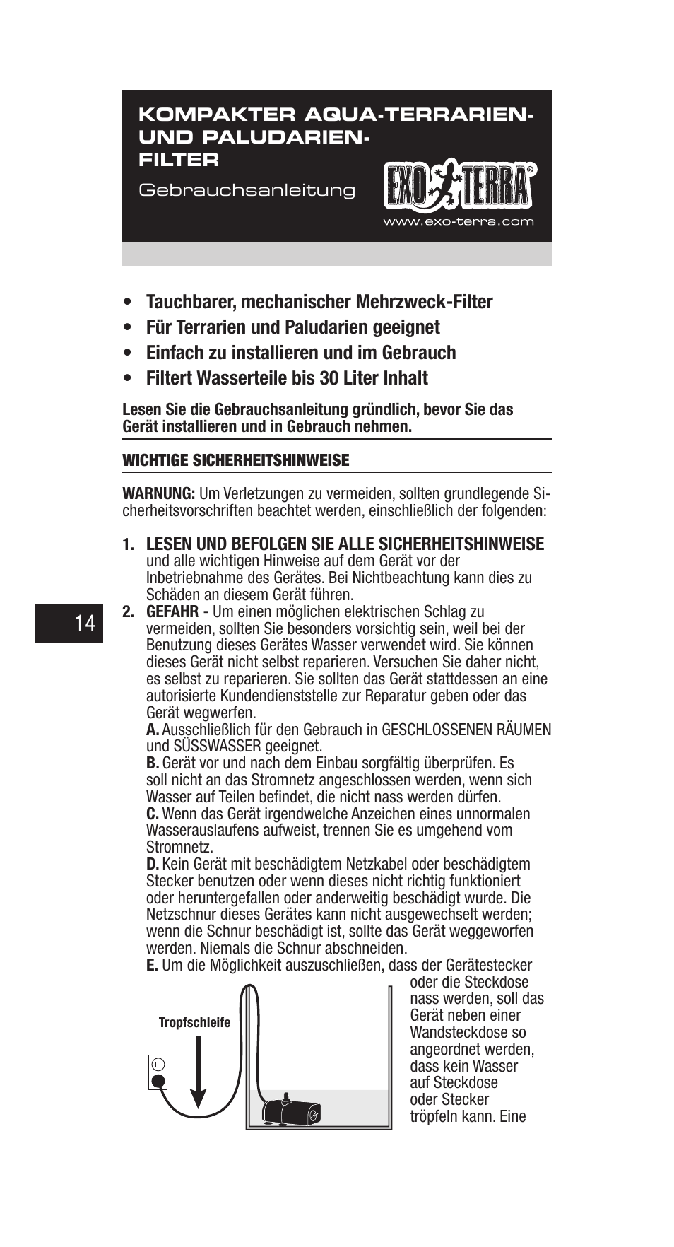Exo Terra Repti Clear F150 User Manual | Page 14 / 36