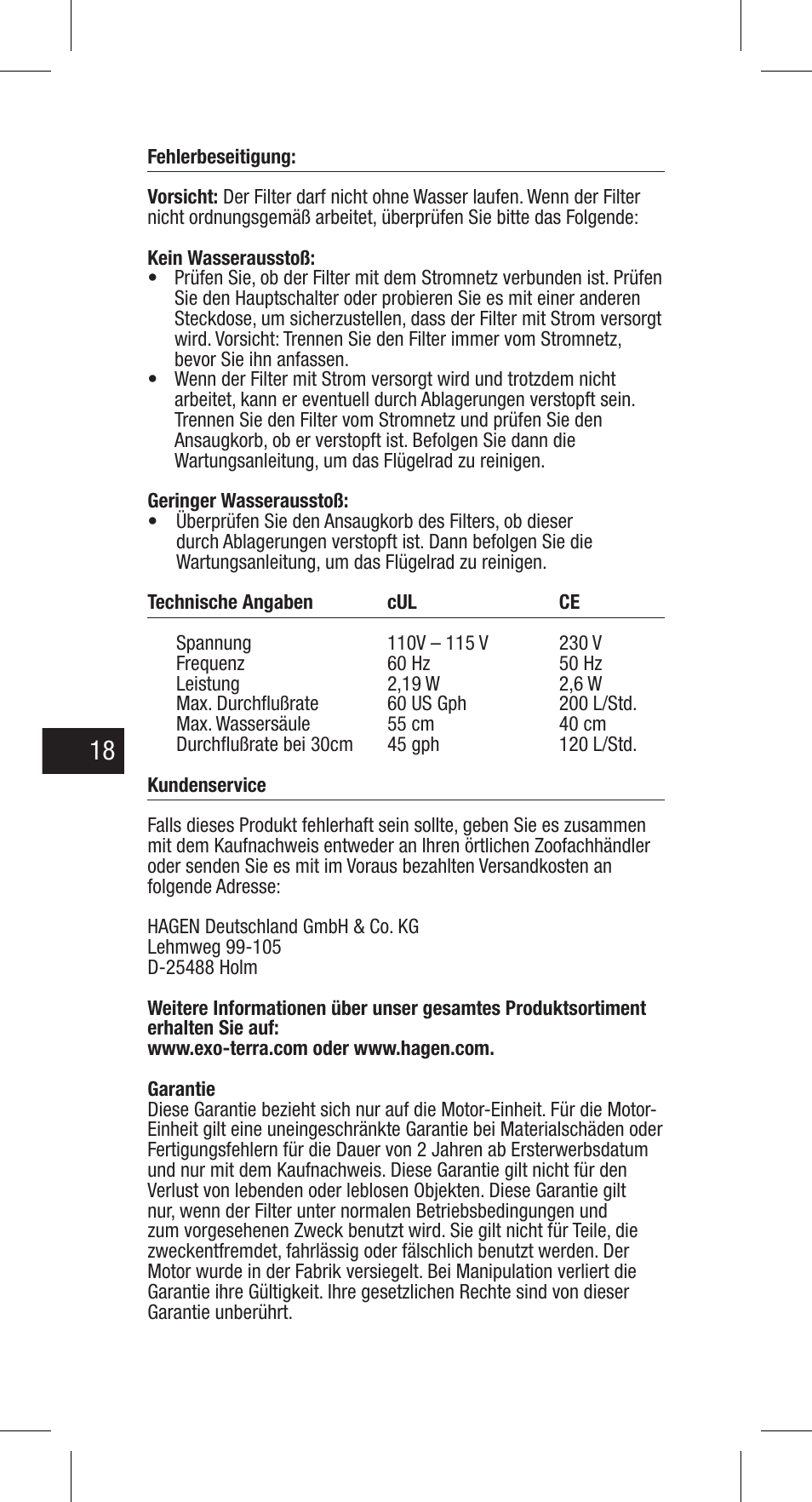 Exo Terra Repti Clear F150 User Manual | Page 18 / 36