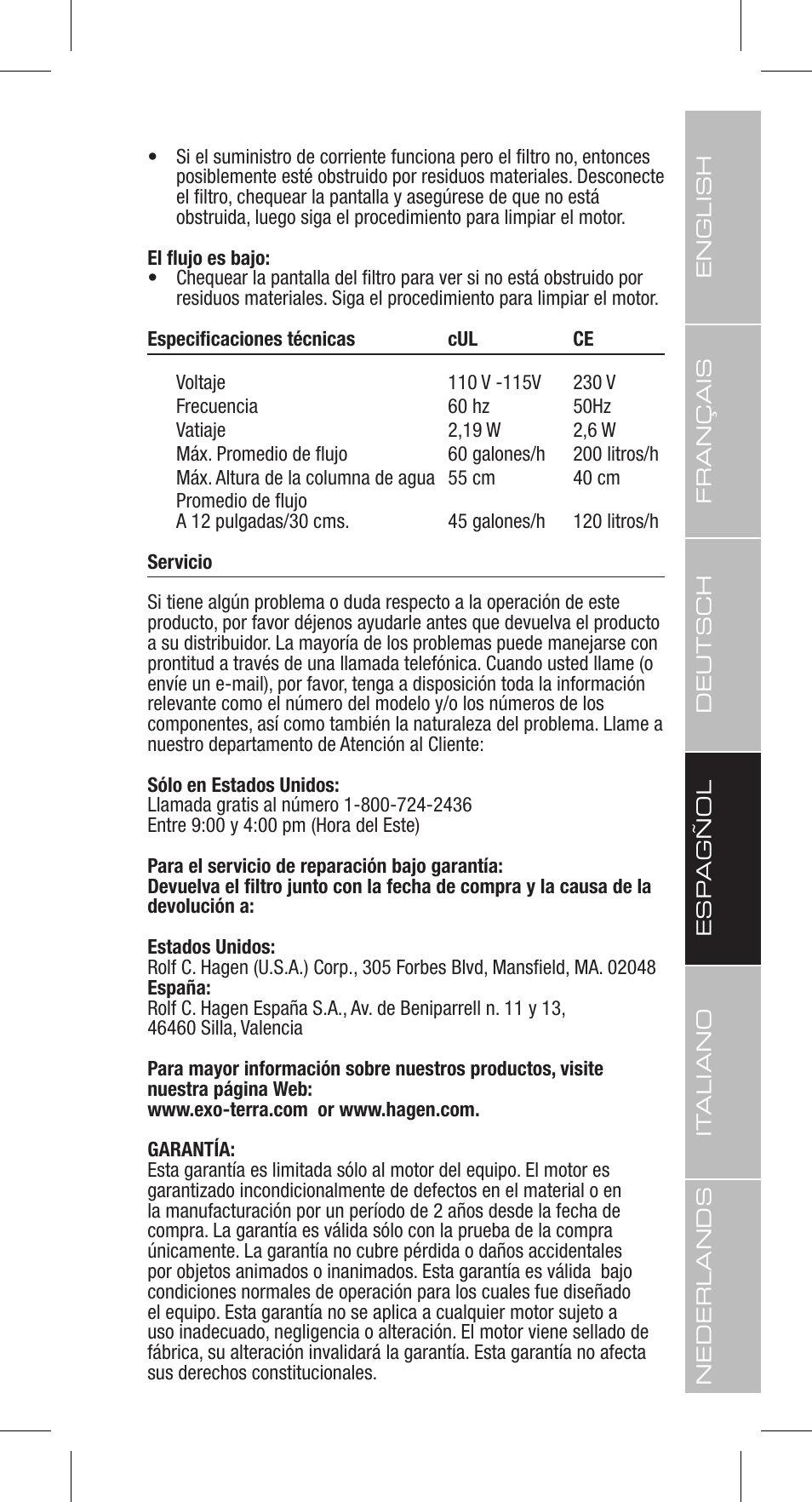 Exo Terra Repti Clear F150 User Manual | Page 23 / 36