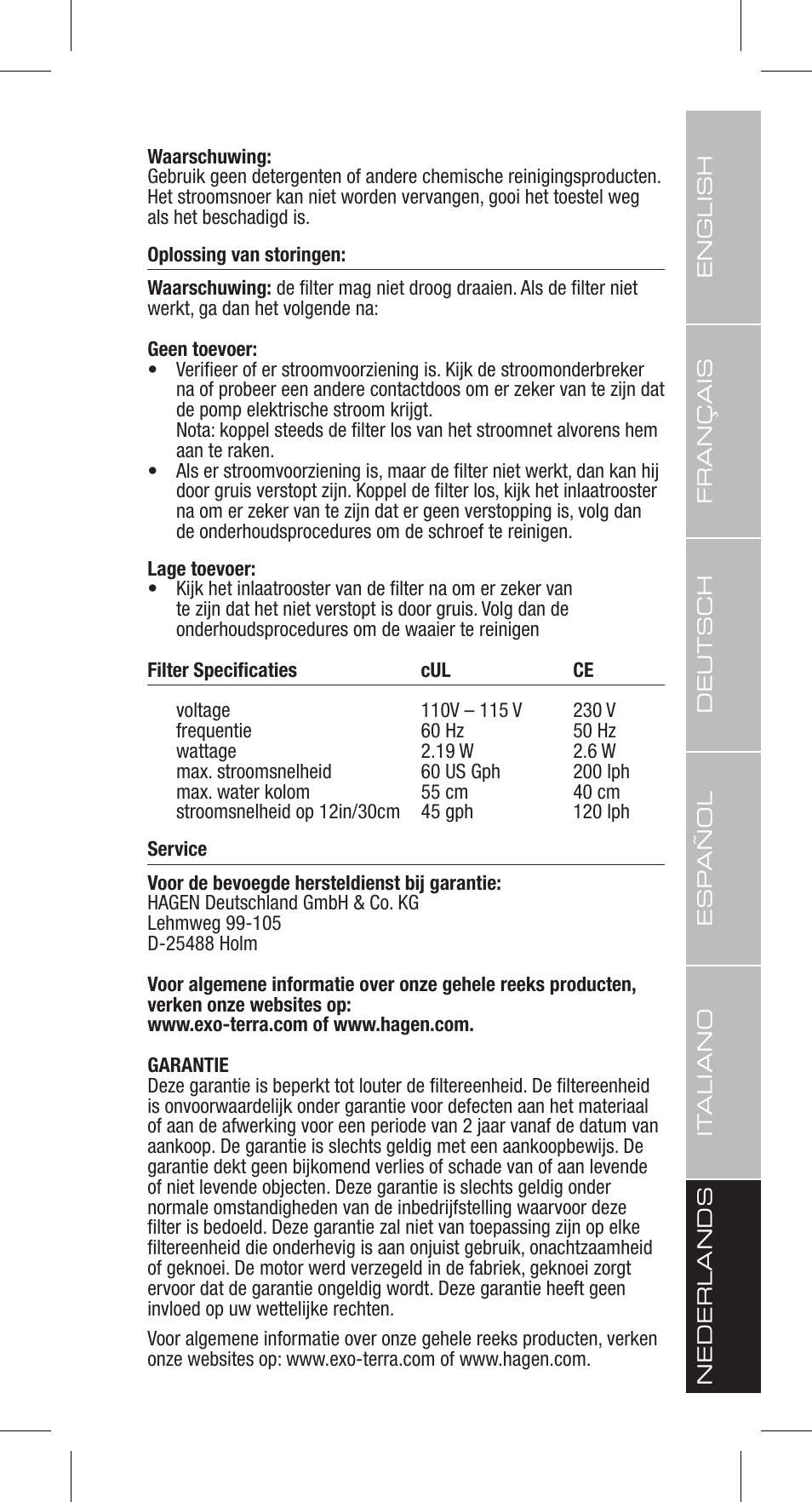 Exo Terra Repti Clear F150 User Manual | Page 33 / 36