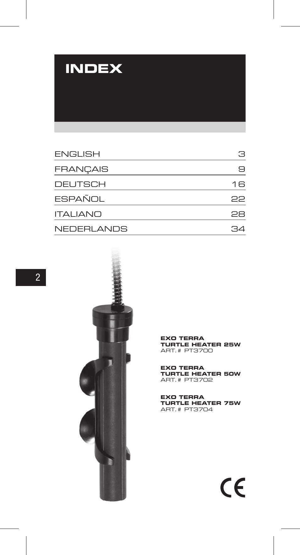 Index | Exo Terra Turtle Heater User Manual | Page 2 / 30