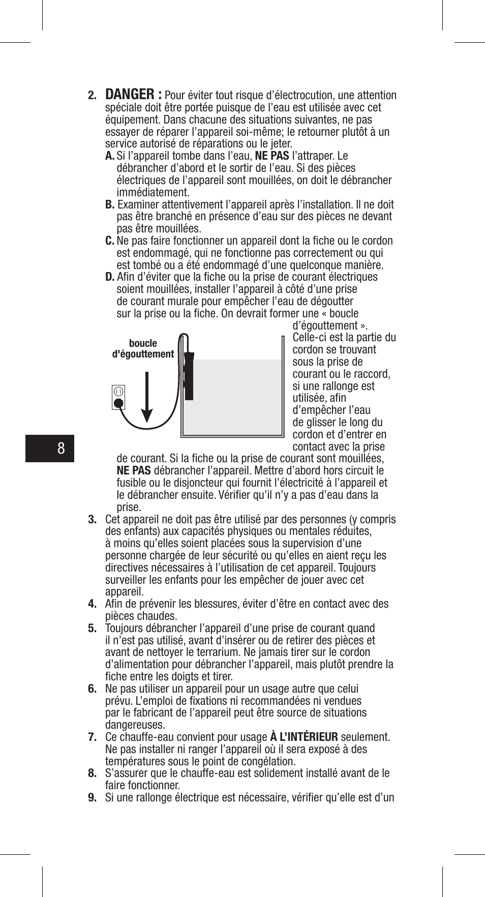 Danger | Exo Terra Turtle Heater User Manual | Page 8 / 30