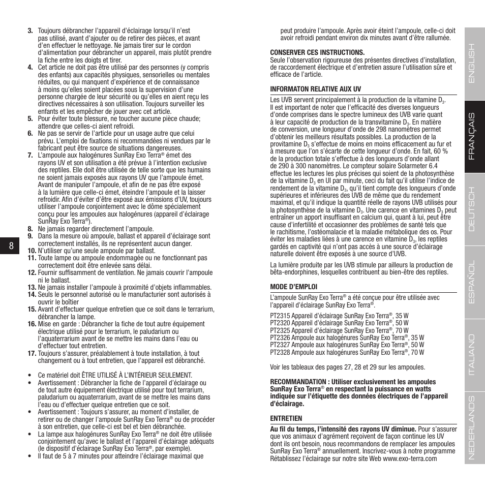 Exo Terra Sunray Bulb User Manual | Page 5 / 17