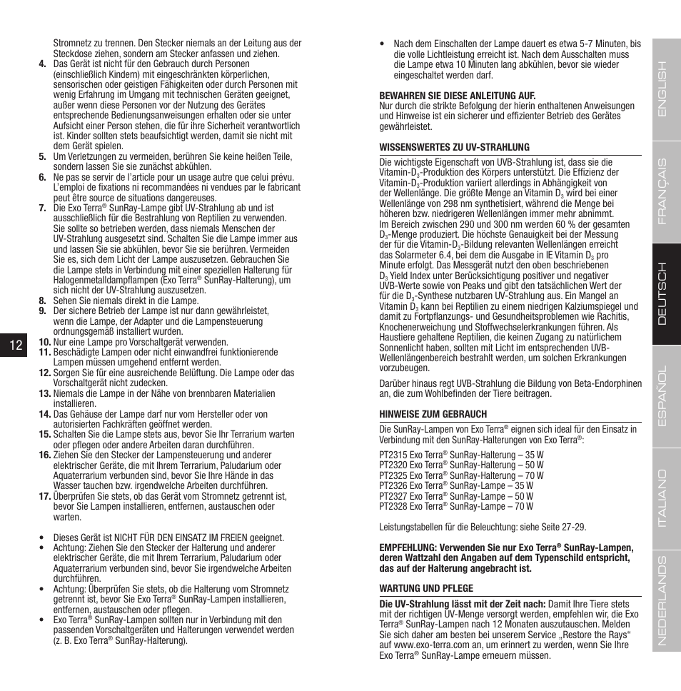 Exo Terra Sunray Bulb User Manual | Page 7 / 17