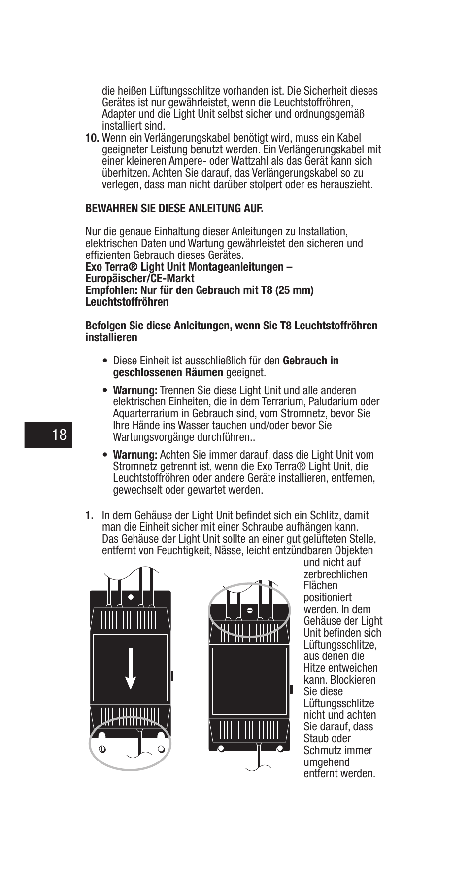 Exo Terra Light Unit User Manual | Page 18 / 40