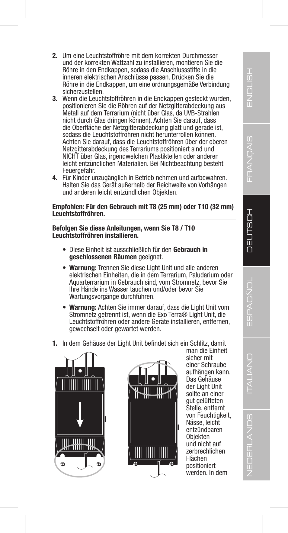 Exo Terra Light Unit User Manual | Page 19 / 40