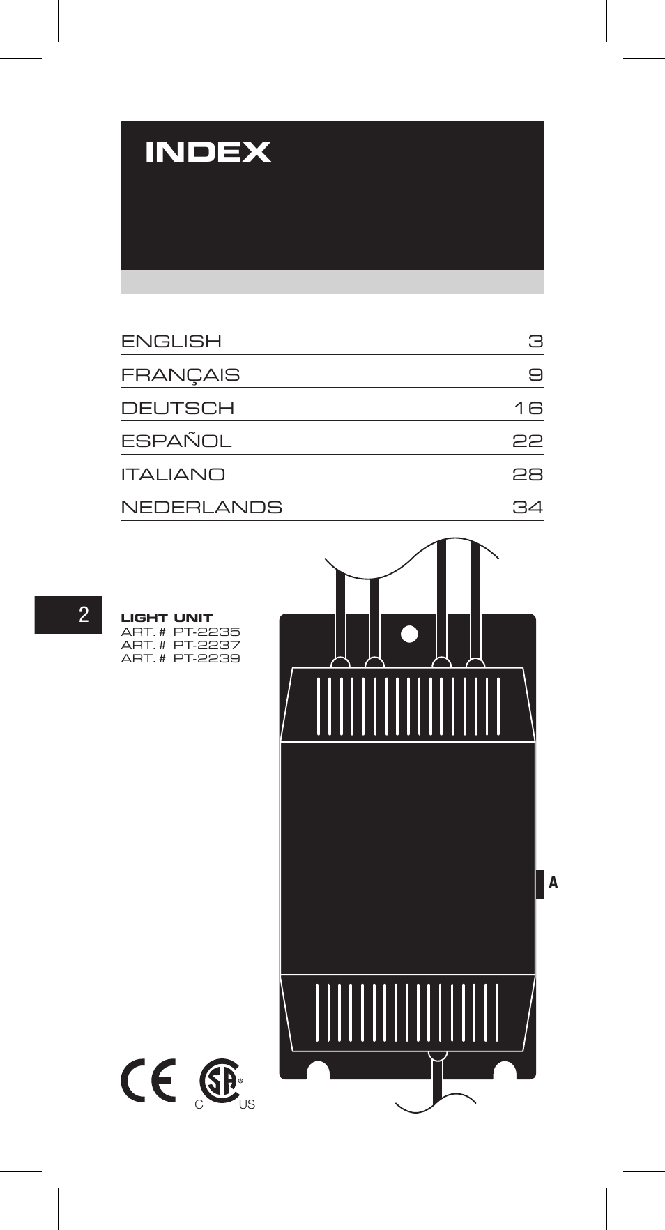 Index | Exo Terra Light Unit User Manual | Page 2 / 40