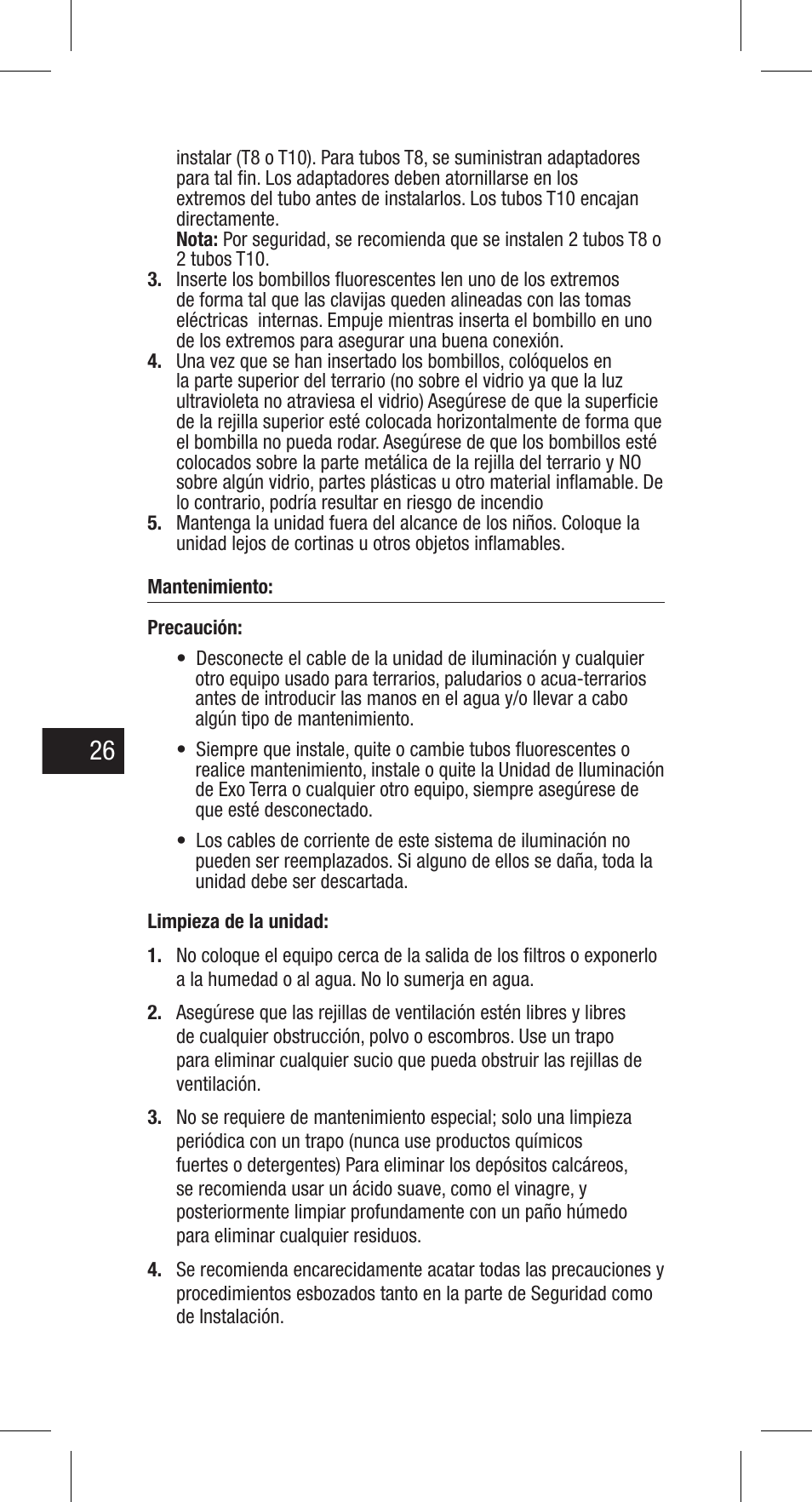 Exo Terra Light Unit User Manual | Page 26 / 40