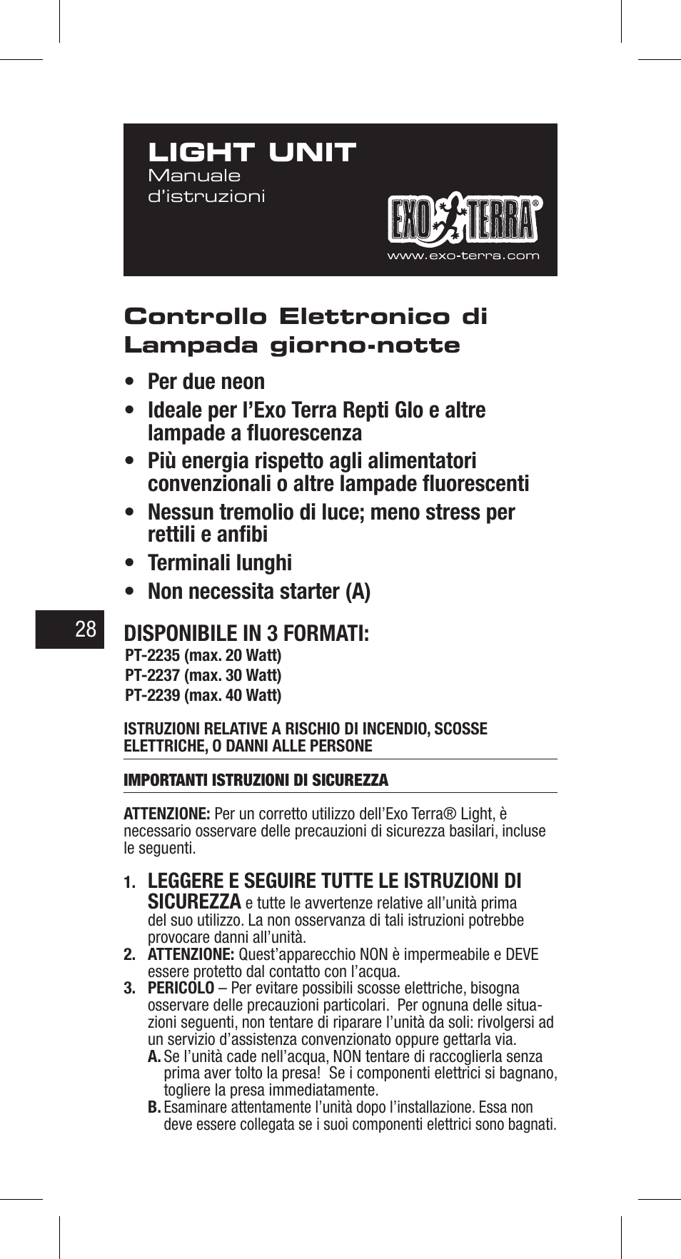 Light unit | Exo Terra Light Unit User Manual | Page 28 / 40