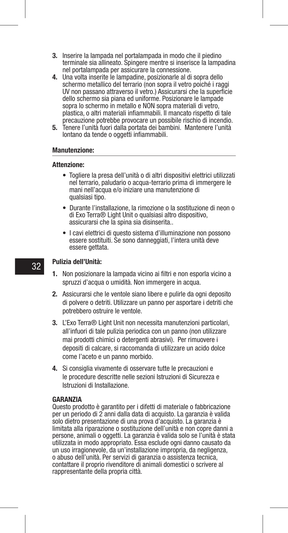 Exo Terra Light Unit User Manual | Page 32 / 40