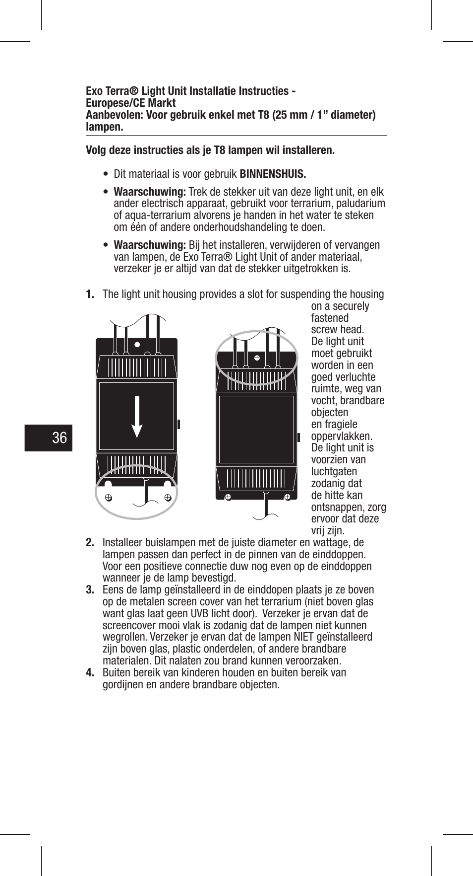 Exo Terra Light Unit User Manual | Page 36 / 40