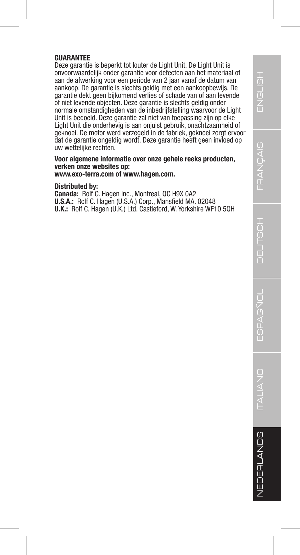 Exo Terra Light Unit User Manual | Page 39 / 40