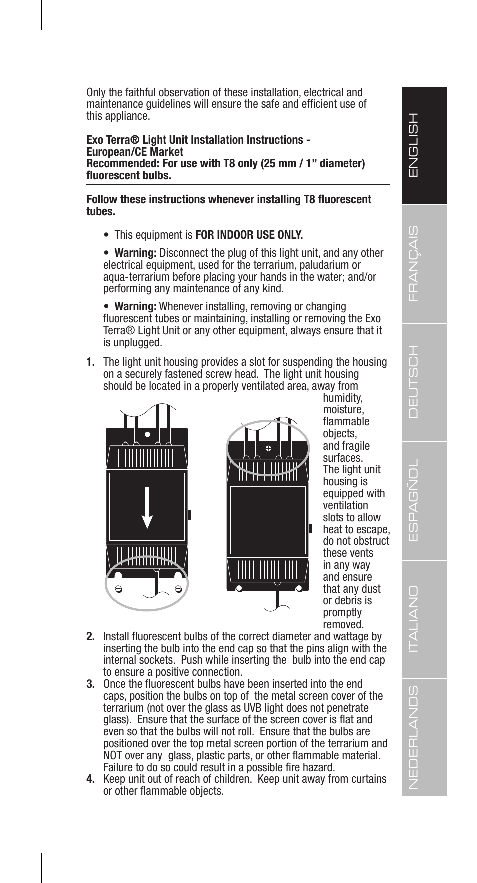 Exo Terra Light Unit User Manual | Page 5 / 40