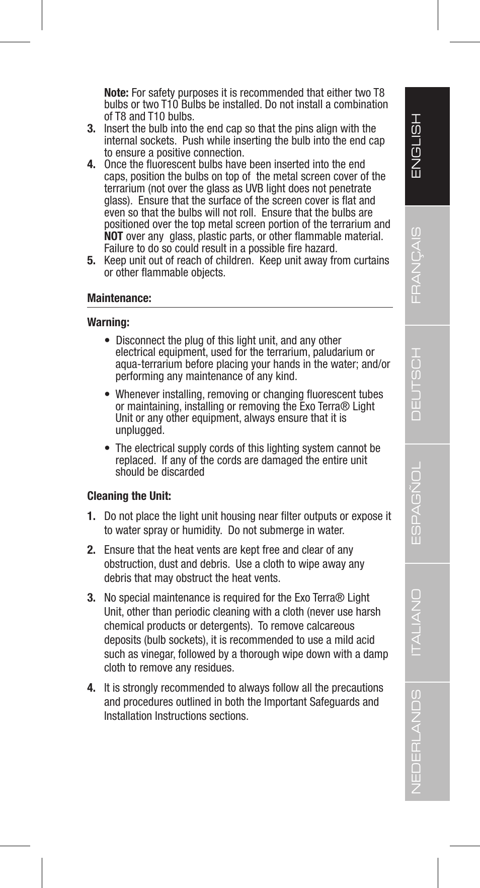 Exo Terra Light Unit User Manual | Page 7 / 40