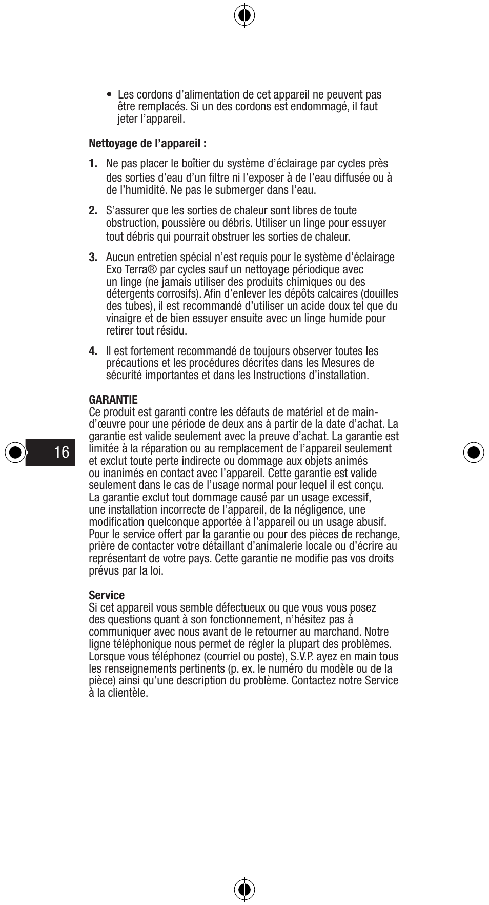 Exo Terra Light Cycle Unit User Manual | Page 16 / 45