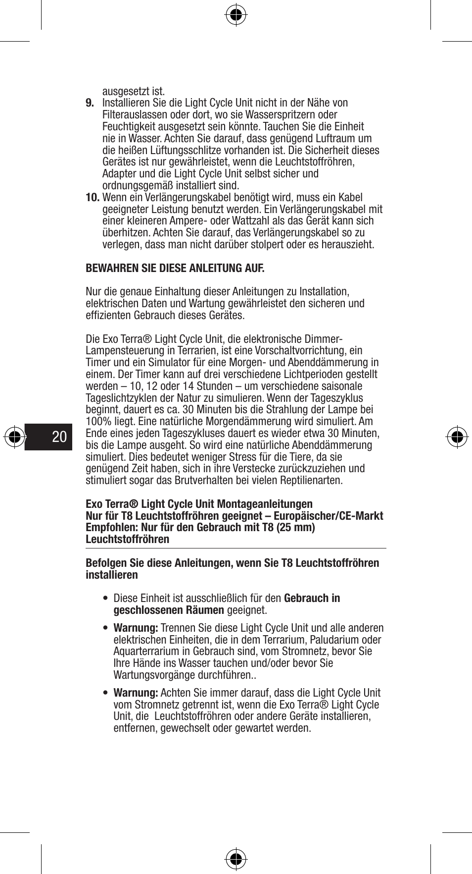 Exo Terra Light Cycle Unit User Manual | Page 20 / 45