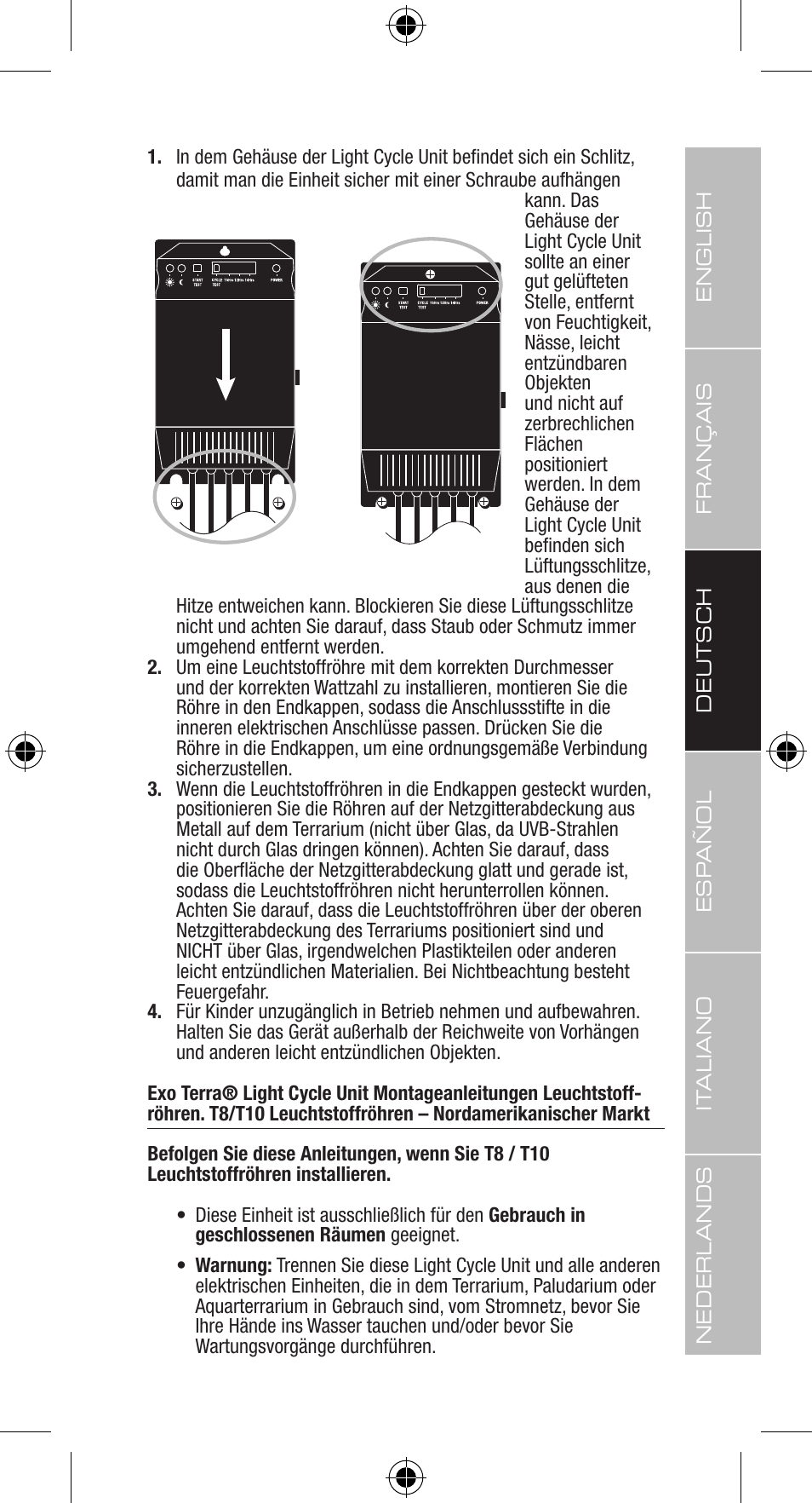 Exo Terra Light Cycle Unit User Manual | Page 21 / 45