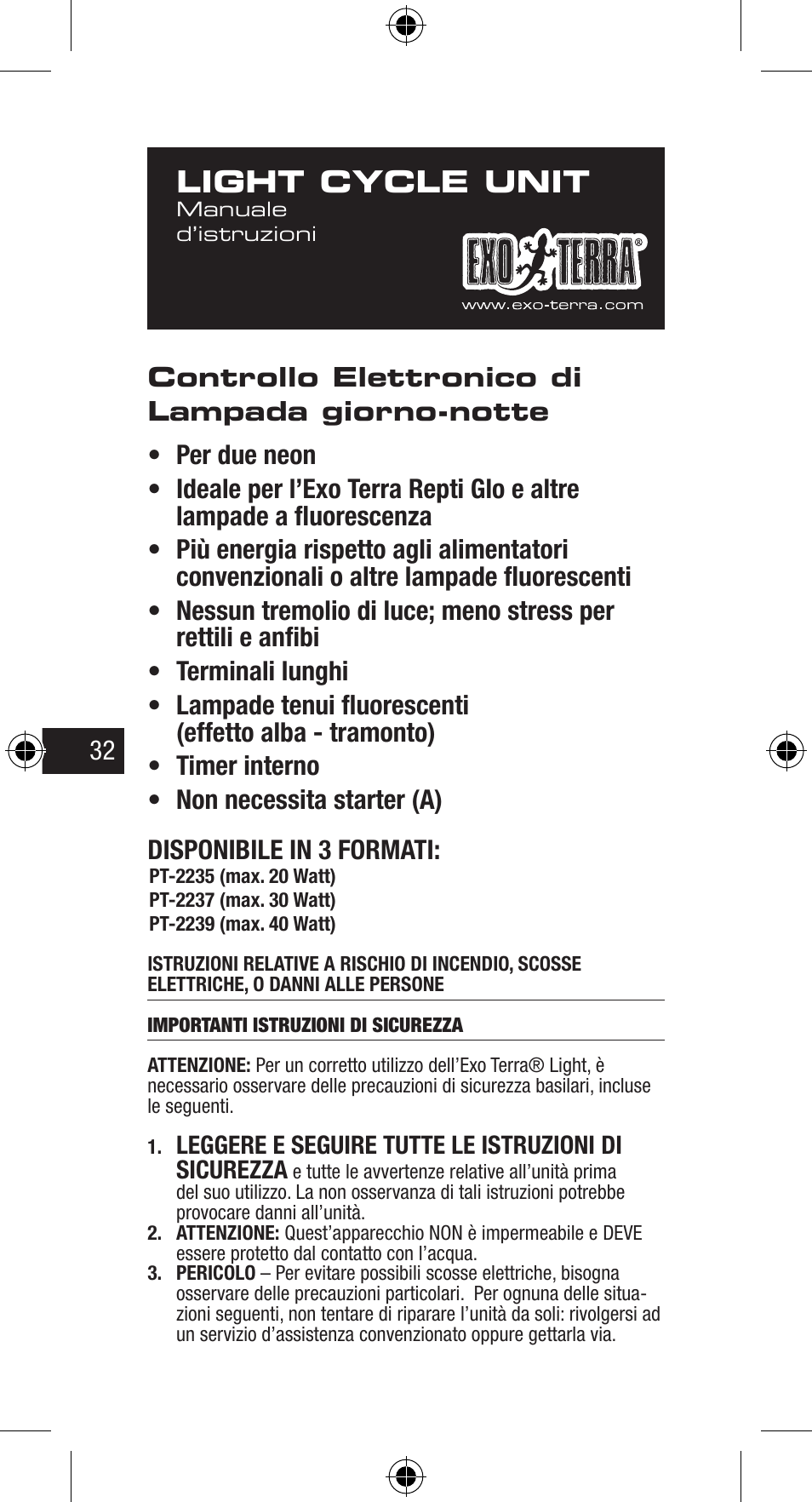 Light cycle unit | Exo Terra Light Cycle Unit User Manual | Page 32 / 45