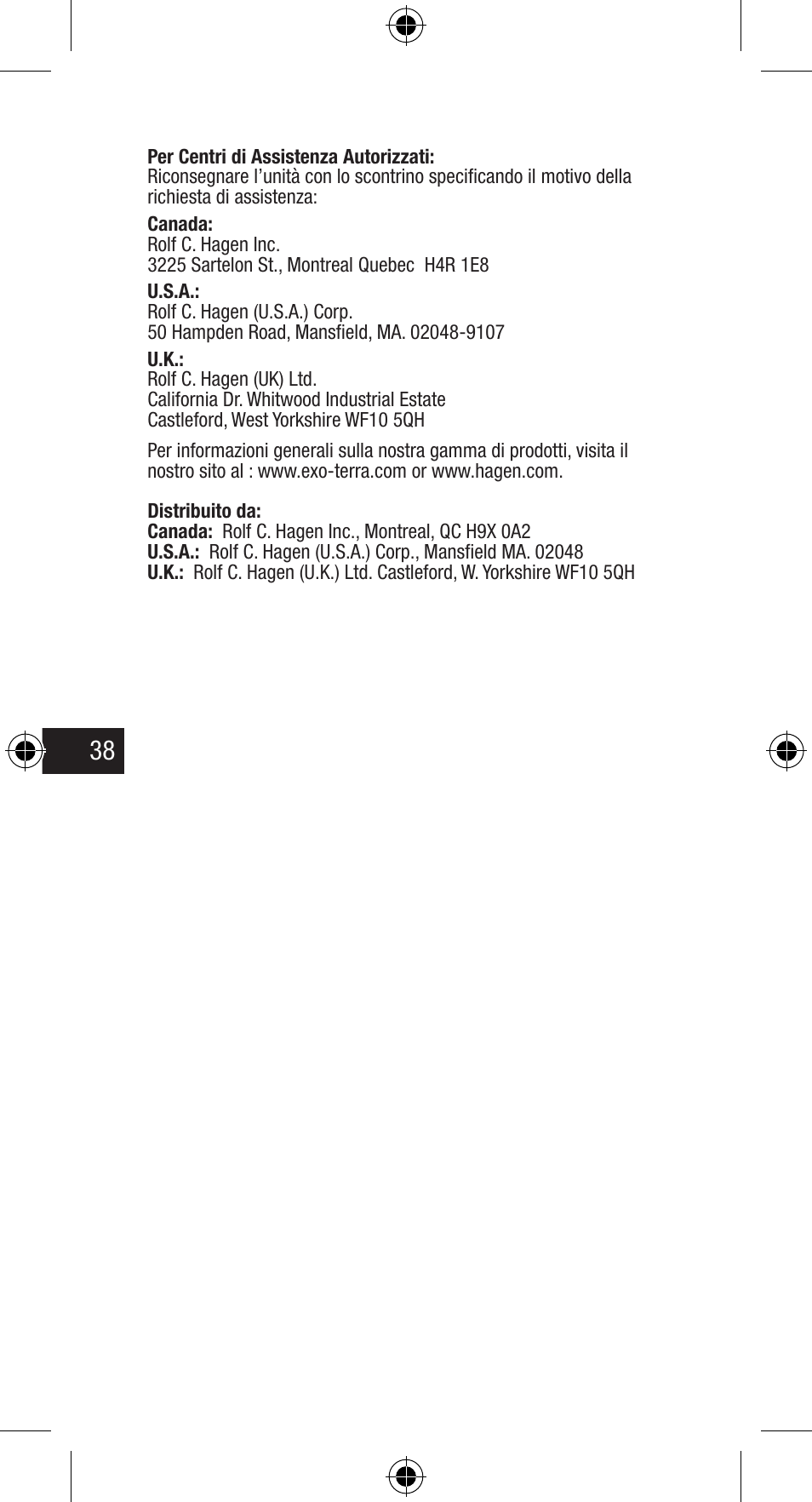 Exo Terra Light Cycle Unit User Manual | Page 38 / 45