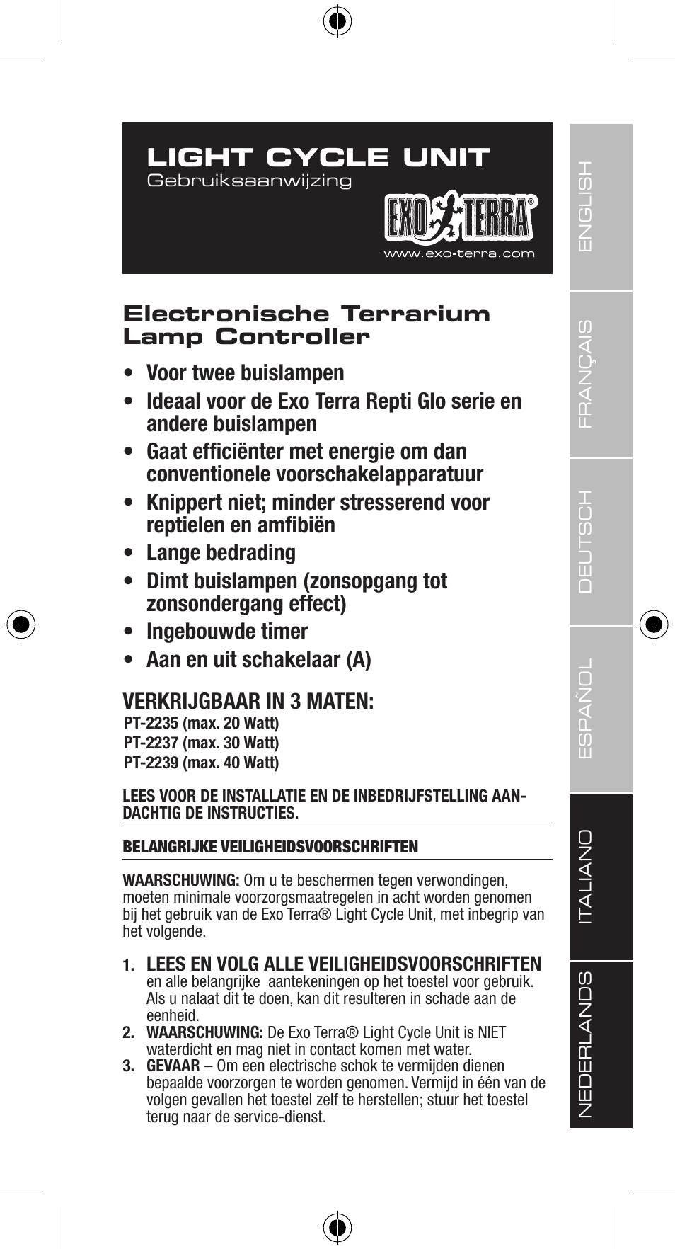 Light cycle unit | Exo Terra Light Cycle Unit User Manual | Page 39 / 45