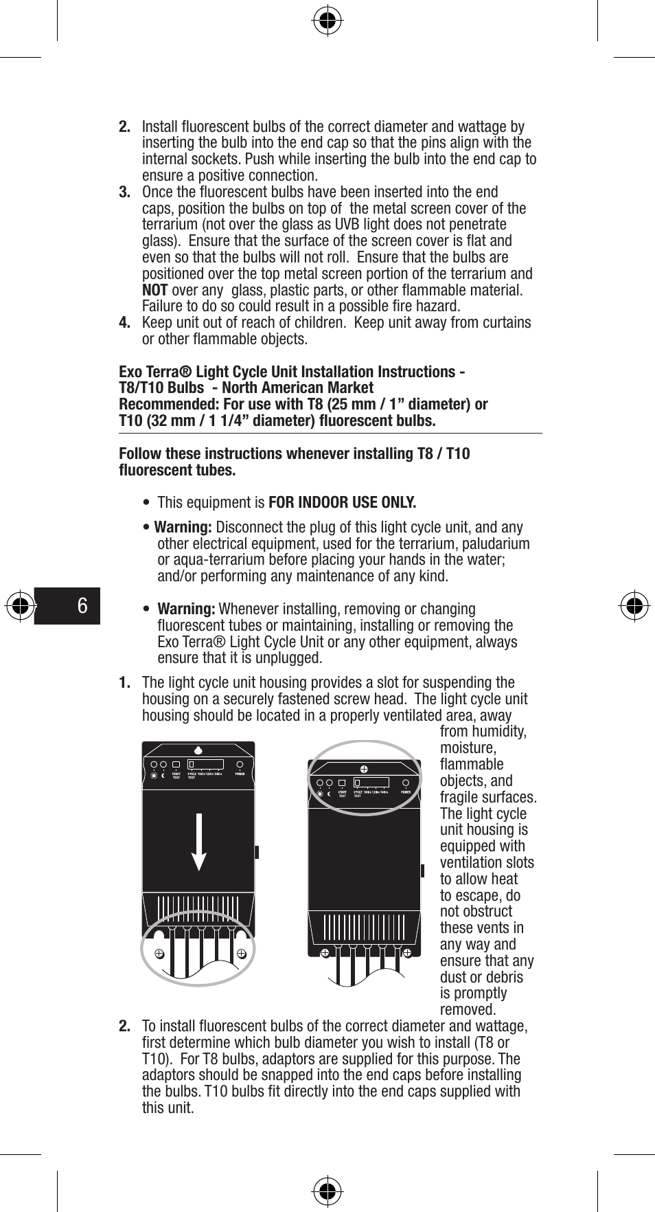 Exo Terra Light Cycle Unit User Manual | Page 6 / 45