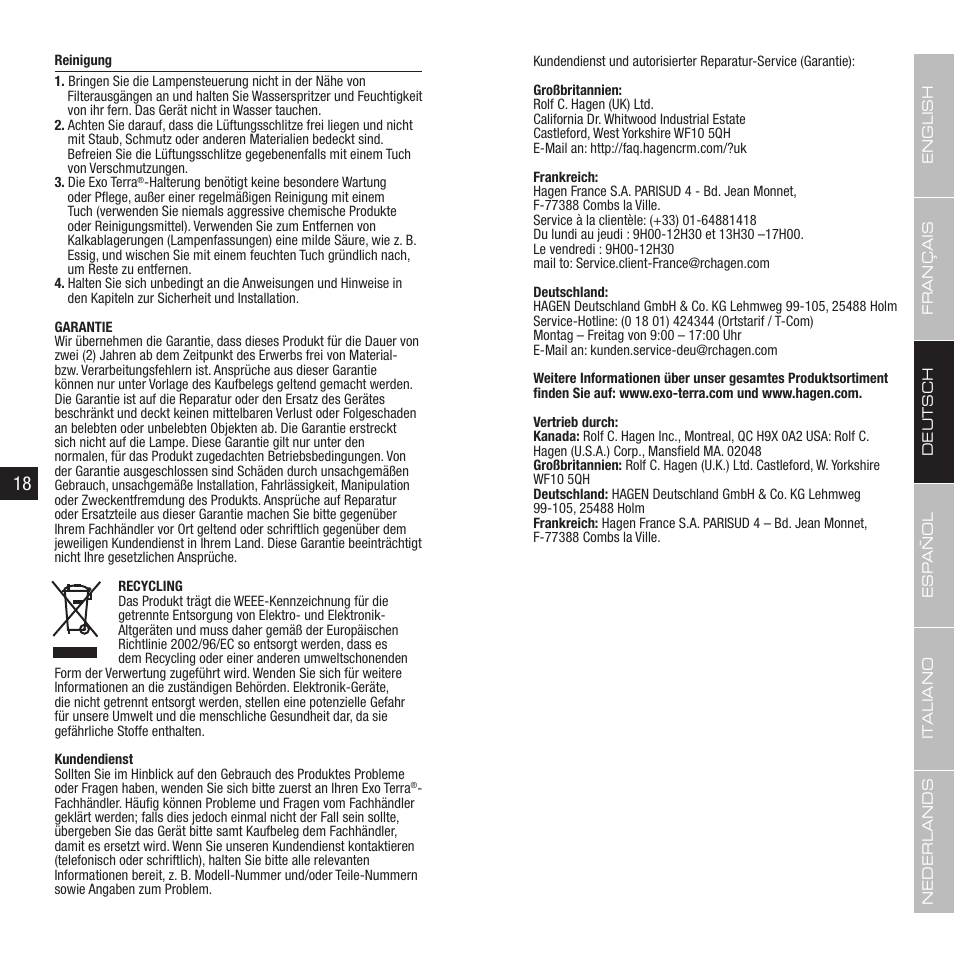 Exo Terra Sunray fixture User Manual | Page 10 / 23