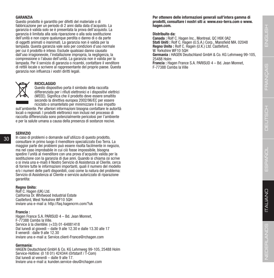 Exo Terra Sunray fixture User Manual | Page 16 / 23